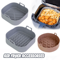 Miniatyrbilde 4 av 9: Airfryer Silikonform Matvaresikker Gjenbrukbar Varmebestandig Ovntilbehør Grå Grå Grey Square Wave