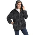Miniatyrbilde 1 av 6: Jakke for kvinner, frakk, genser, hettegensere, casual, bomberjakke, tykk fleece, glidelås, kåper, bærbar filtbandasje Grått L