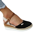 Miniatyrbillede 2 af 7: 2025 Sommer Dame Kilehæl Sandaler Designer Gladiator Sko Klassiske Sandaler med Lukket Tå og Mellemhøj Hæl Plus Størrelse Dark Khaki 39