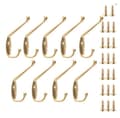 9-pack Wall Mounted Metal Hooks, Double Prong Gold Gold