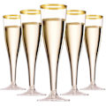 Miniatyrbillede 1 af 6: 50 stk Champagne-glas med guldkanter 150ml, genanvendelige champagneglas med fod til havebryllup, dagsfester, brusebadsfester (5 x 17cm)
