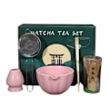 Miniatyrbillede 1 af 9: Keramisk Matcha-te, inklusive matchaskål og matchavisp, 5-delt sæt rosa pink