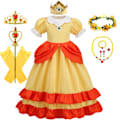 Pikkukuva 1 / 4: Daisy Prinsessamekko Tyttö Sarjakuvaelokuva Cosplay Puku Kesä Lasten Oranssi Juhla-asut 2-10 Vuotta Halloween Naamiaisasut Daisy Setit 07 Daisy Sets 07 5-6T Tag-130