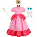 Pikkukuva 1 / 4: Daisy Prinsessa Mekko Tyttö Sarjakuva Elokuva Cosplay Puku Kesä Lasten Oranssi Juhla-asut 2-10 Vuotta Halloween Naamiaisasut Persikka Setit Peach Sets 01 7-8T Tag-140