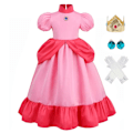 Pikkukuva 1 / 4: Daisy Princess -mekko tyttö lapsille sarjakuvaelokuva cosplay -asu kesäinen oranssi juhla-asu 2–10-vuotiaille Halloween-naamiaisasut persikkasetit 02 Peach Sets 02 7-8T Tag-140