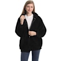Miniatyrbillede 3 af 6: Damejakke, Frakke, Sweatshirt, Hoodies, Casual, Bomber, Tyk Fleece, Lynlås, Cardigan, Bærbar Filtforbinding Svart L