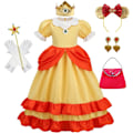 Pikkukuva 1 / 4: Daisy Prinsessa Mekko Tyttö Sarjakuva Elokuva Cosplay Puku Kesä Lasten Oranssi Juhla-asut 2-10 Vuotta Halloween Naamiaisasut Daisy Setit 06 Daisy Sets 06 7-8T Tag-140
