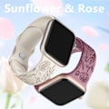 Miniatyrbillede 3 af 5: Passer til iwatchS9 876SE Apple Watch armbånd præget lille rose silikone Rose - lavendel lilla Rose - lavender purple 38/40/41mm