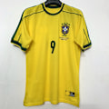 Miniatyrbillede 3 af 3: VM 1998 Brasilien Hjemme Kortærmet Retro Trøje 1998 Nr. 9 Ronaldo Jr. Rivaldo L