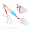 Miniatyrbild 4 av 6: 10g Jig Fiske Lure Set - 5st Metalljiggar med Fjäderkrokar för Basfiske
