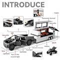 Miniatyrbild 2 av 5: 1/32 Tesla Cybertruck med Touring Car RV Husvagn Diecast Leksaksmetall Miniatyrmodell Drag tillbaka Ljud Ljus Samling Present Pojke Silver