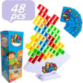 48 stk Tetra Tower Stack Attack Spil - Stabelblok Puslespil Brætspil til Børn og Voksne, Balance Spil til Familiefester, Rejser