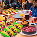 Miniatyrbillede 2 af 6: Sæt: Stor farverig bakke til 6/12/18/24 tacos, fødevaregodkendt PP-materiale, tåler opvaskemaskine og mikroovn 12pcs