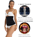 Miniatyrbillede 3 af 7: Sved Waist Trainer til kvinder To bælter, Neopren Træningskorset Taljetræner Cincher Trimmer Shaper Lynlås Sort Black 4XL