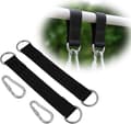 2 Hängmattband - 50*3,2 cm med karbinhakar och D-ringar - för gungor, camping, trädgård - svart