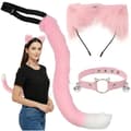 Therian Cosplay Sett - Hale, ører & halsbånd - 3-deler_MGF Pink