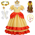 Pikkukuva 1 / 4: Daisy Prinsessa Mekko Tyttö Sarjakuva Elokuva Cosplay Puku Kesä Lasten Oranssi Juhla-asut 2-10 Vuotta Halloween Naamiaisasut Daisy Setit Daisy Sets 01 4T Tag-120