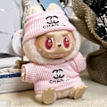 Miniatyrbillede 1 af 5: Labubu dukketøj første generation anden generation blindbox Labubu dukketøj (hat + trøje) C Rosa kostym