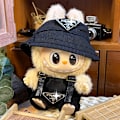 Miniatyrbillede 1 af 5: Labubu dukketøj første generation anden generation blindbox Labubu dukketøj (fiskehat + overalls) P Svart kostym