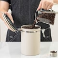 Miniatyrbillede 8 af 8: (Grøn) Kaffebeholder - Kaffedåse - 1,8L - Kaffebeholder Opbevaringsdåse - Kaffebeholder - Lufttæt Kaffebeholder med CO2-udluftning - grøn green
