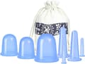Ansigts Cupping Sæt, 7 Stykker Silikone Anti-Cellulite Vakuumkopper, Blå