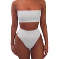 Ensfarget Crop Bra Bikini Badedrakt Strandklær Sett For Kvinner white S_MGF white S