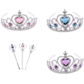 Pikkukuva 1 / 7: Mekko ja tiara kruunusetti prinsessapukujuhliin lapsille/tytölle/vauvalle (kaikki vaaleanpunainen), 6-pakkaus