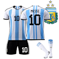 Miniatyrbilde 1 av 2: VM-mestere Argentina 3-stjerners Fotballtrøye Nr. 10 Messi Voksen XS Voksen XS adult XS 22-23