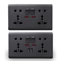 Miniatyrbild 2 av 8: EU-standard USB-uttag Grå Inbyggd Panel Väggströmuttag D