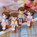 Miniatyrbillede 5 af 5: 2 sæt søde par DIY Mini Miniature Figur Have Deco Sæde Multicolor 2pcs