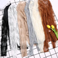 Miniatyrbilde 3 av 8: Elegant Transparent T-skjorte Sexy Lang Erme Mesh Tulles Se Th White
