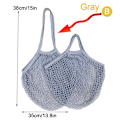 Miniatyrbillede 1 af 5: Genanvendelige købmandsvarer Tasker Bomuld Mesh streng Nettote Bag F Gray B