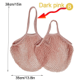 Miniatyrbillede 1 af 5: Genanvendelige købmandsvarer Tasker Bomuld Mesh streng Nettote Bag F Dark pink B