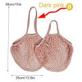 Pikkukuva 1 / 5: Mesh päivittäistavarakassit puuvillaverkkokangaskassi F Dark pink B