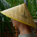 Miniatyrbillede 4 af 8: Retro Bamboo Rattan Fisherman Hat Håndlavet vævet halmspand A