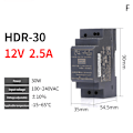 Miniatyrbillede 1 af 5: Rail Switching Power Supplies DC HDR-15W/30W-5V/12V/15V/24V Hal black HDR-30-12V/2.5A