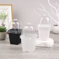 Miniatyrbilde 2 av 5: 5 Stk Firkantet Liten Blomsterpotte med Fuktighetskuppel lings ing Potter Transparent one size