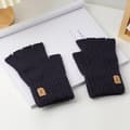 Stickade Tjocka Termiska Halvfingerhandskar Dam Herr Vinter Utomhus Navy blue