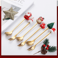 Pikkukuva 7 / 8: 6/4/2 kpl Joululahja Glod Spoon Set Hirvi Kahvilusikka le J OneSize