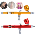 Miniatyrbillede 3 af 8: Dual Action Gravity Feed 0,3 mm Spray Airbrush Nail Art Paint Red one size