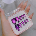 Miniatyrbillede 1 af 8: 10 stk/æske Cat Eye Toe Falsk Negle Kort Firkantet Tryk på Negle fo Purple onesize