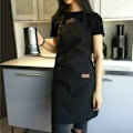 Miniatyrbillede 6 af 8: Lærred Polyester Pocket Forklæde Slagter Håndværk Bagning Kokke Kitch Black one size