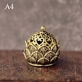 Miniatyrbillede 1 af 5: Messinglomme Lotus Jiuding Røgelsebrænder Hul Røgelse Mini I A4