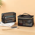 Miniatyrbillede 2 af 5: Mesh Makeup Tasker Sort og Hjerte Kosmetisk Taske Bærbar lynlås Black Style 1
