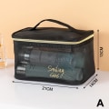Miniatyrbillede 1 af 5: Mesh Makeup Tasker Sort og Hjerte Kosmetisk Taske Bærbar lynlås Black Style 3