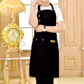 Miniatyrbillede 1 af 8: Lærred Polyester Pocket Forklæde Slagter Håndværk Bagning Kokke Kitch Black one size