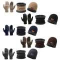 Miniatyrbillede 8 af 8: Winter Warm Cap Tørklæde Handske Mænd Termisk vindtæt fortykket Kni Khaki onesize
