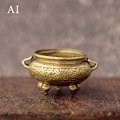 Miniatyrbillede 1 af 5: Messinglomme Lotus Jiuding Røgelsebrænder Hul Røgelse Mini I Brown A1