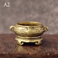 Miniatyrbillede 1 af 5: Messinglomme Lotus Jiuding Røgelsebrænder Hul Røgelse Mini I Brown A2