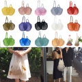 Miniatyrbillede 5 af 5: Genanvendelige købmandsvarer Tasker Bomuld Mesh streng Nettote Bag F Beige A